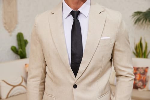 EMERAIDVLN Men's 2 Piece Suits Slim Fit Casual Lightweight Suit Set 2 Button Linen Textured Blazer Suit Jacket Pants Set4