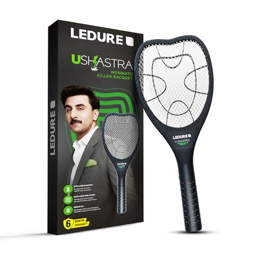Image of Ledure UShastra Mosquito Killer Racket | Rechargeable Mosquito Bat with Built-in-Plug | 6 Months Warranty | Fast Charging | Mosquito Racquet | Mosquito Bat | Electric Fly Swatter | Pack of 1