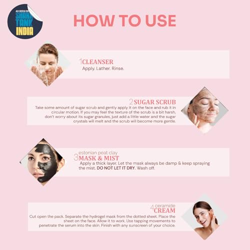 Image of Mintree Guava Brightening Home Facial Kit for De-Tan, Skin Radiant Glow & Intense Hydration with Korean Sheet Mask Collagen and European Peat Clay | Anti-Aging Skincare Facial kit for Women & Men for Glowing Skin