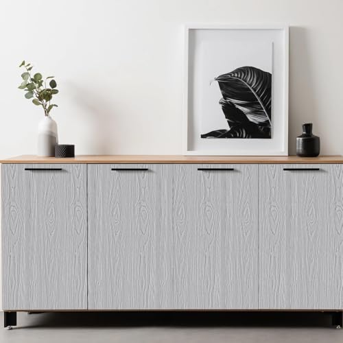Image of HOME13 Wood Grain Wallpaper Peel and Stick Wood Contact Paper Self Adhesive Removable Thicken Wooden Wall Paper for Kitchen Cabinets Drawer Shelf Liner Waterproof(12x72 Inch, Grey Wooden)