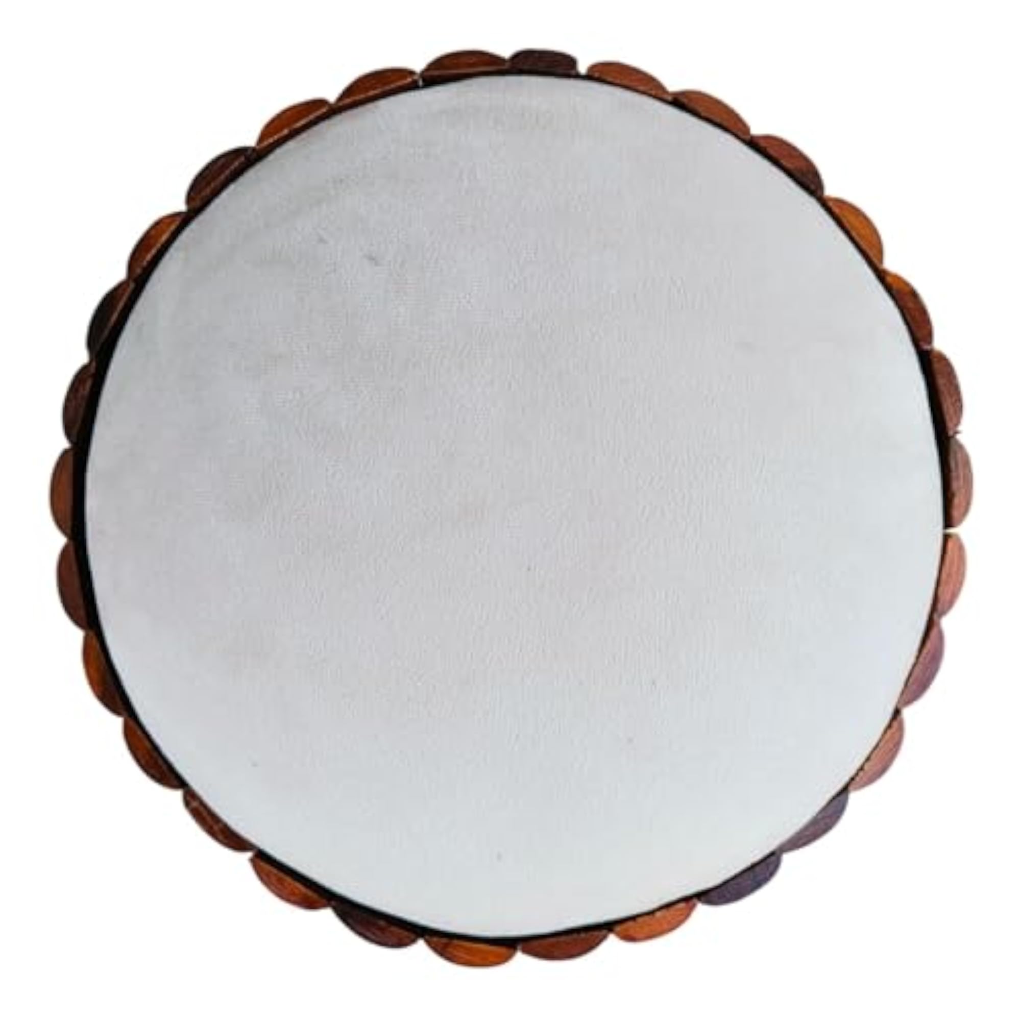 Wooden Accent Stool with Slatted Barrel Design & Cushioned Seat