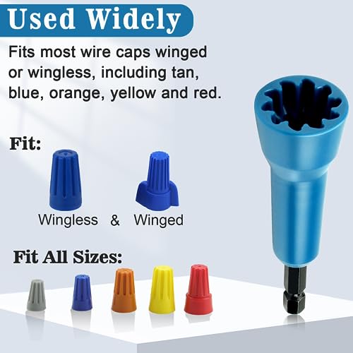Image of Wire Nut Twister, Wire Twister Tool for Drill, 1 /4 inch Chuck Twist Wire Connector, Wire Nut Twisting Tool for Electricians, Wire nut Driver, Wire Twisting Spinner, Wire Spin Driver Nut (Blue)