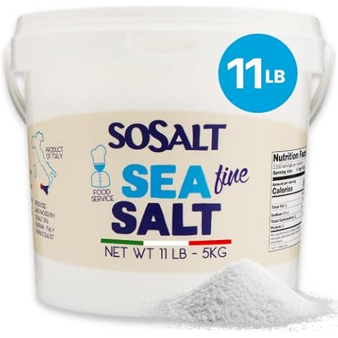 SoSalt Dal Mare Di Trapani, Fine Sea Salt from Sicily, Foodservice Bucket, (5kg) 11 lb, All Natural, Mediterranean Sea Salt Bulk, Kosher. Cover