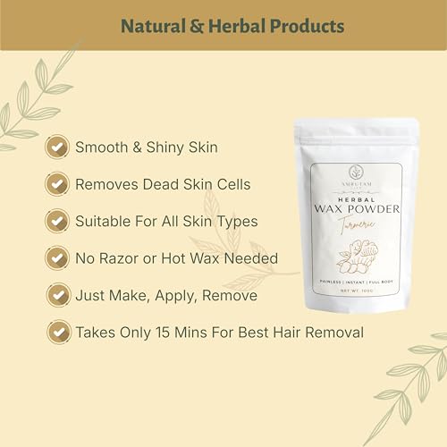 Image of Amrutam Life Natural Herbal Wax Powder For Women & Men | Full Body Hair Removal | Painless & Quick Solution For Hair Removal | Turmeric Flavour | No Irritation, No Skin Rashes & No Side effects - 100 gm