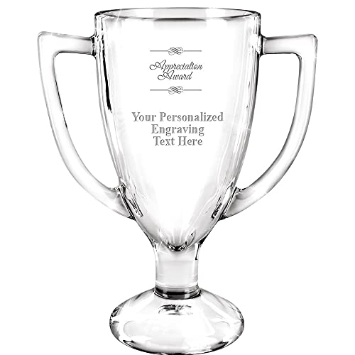 Product Image of the Appreciation Glass Cup Award with Your Text, 7' Custom Engraved Personalized Glass Trophy