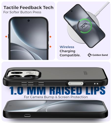 Image of Golden Sand Rugged Frosted Matte Back Cover for Oppo Find X9 Pro 5G | Slim Hybrid TPU + PC Shockproof Case with Drop Protection, Anti-Slip Grip & Raised Camera Guard (Charcoal Black)