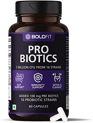 Probiotics Supplement 5 Billion CFU for Men & Women with 16 Strains & Prebiotics – Gut Support, Digestion, Immunity Support, Detox & Cleanse -, White 60 Vegetarian Capsules Probiotics Supplement 5 Billion CFU for Men & Women with 16 Strains & Prebiotics – Gut Support, Digestion, Immunity Support, Detox & Cleanse -, White 60 Vegetarian Capsules