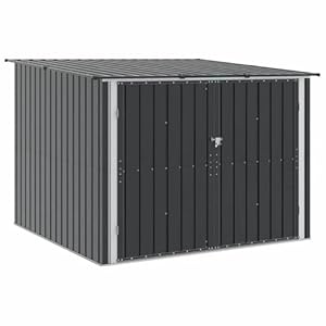 Fahrradgarage mit 2 Abschließbaren Türen und Pultdach, Fahrradunterstand, Fahrradschuppen für Garten, Hinterhof, Terrasse, Anthrazit 215x206x157 cm Metall