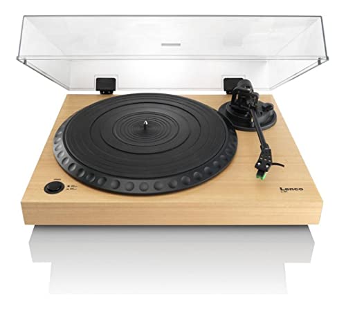 Lenco Plattenspieler L-91 mit USB-Anschluss für PC-Verbindung, Holzgehäuse, Staubschutzhaube