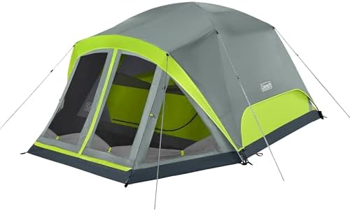 Coleman Skydome Camping Tent with Screened Porch & 5-Minute Setup, Weatherproof 4/6/8 Person Tent with Rainfly & Carry Bag, Made of PFAS-Free Materials