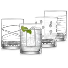 Etched Dots Swirls Strips Patterned Whiskey Glasses