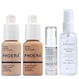 Glamza Full Coverage Makeup Set with Foundation (102 Nude & 104 Buff Beige), Primer Gel & Setting Sp