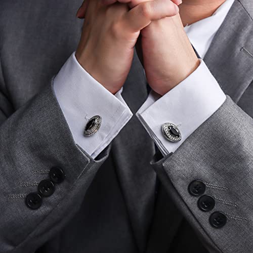 Image of HAWSON Cufflinks for Men, Gold Diamond Crystal Cufflinks for Groom Husband Personalized Gifts, Mens Formal Wedding Business Cufflinks, Luxurious Gorgeous Cuff Links French Shirt Accessories