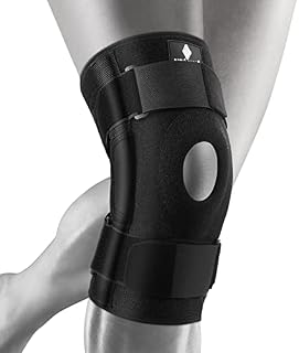 NEENCA Hinged Knee Brace Adjustable Knee Brace with Compression Knee Pack with Open Patella for Knee Pain Relief, Joint Pain Relief, Injury Recovery HX056 (XL, Black)