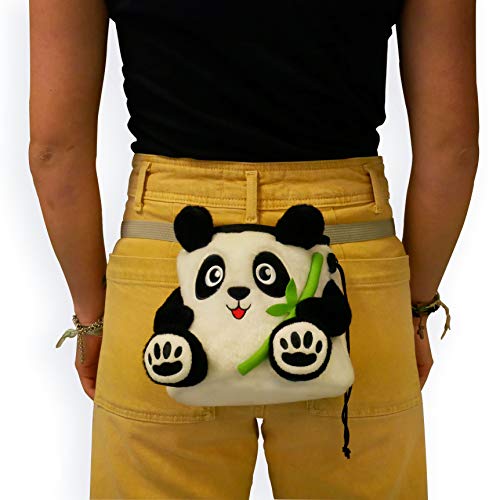 YY Vertical Panda Chalkbag for Rock Climbing Gymnastics Bouldering Suitable for Adults and Children Cute Animal Chalk Bag with Belt Ideal for Rock Climbing