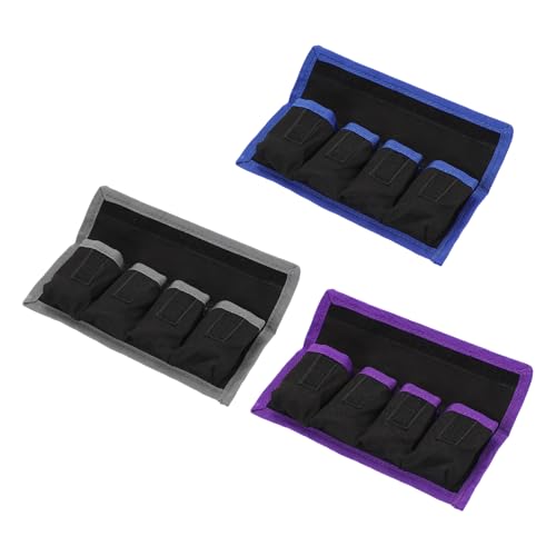 Funda de nylon con 4 bolsillos PATIKIL morada para evitar cortocircuitos en pilas AAA