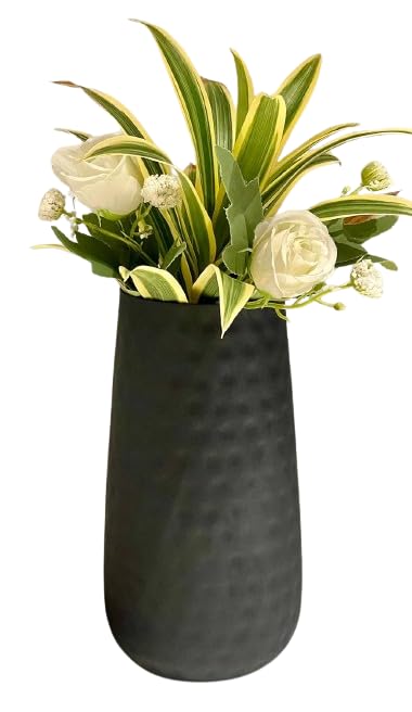 Vase à fleurs en métal design noir de 22 cm pour centre de table chic