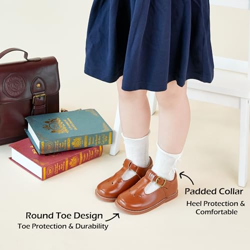 Image of PHIRAMIN Toddler Girl Mary Jane Student Oxford Shoes-Little Girl School Uniform Shoes for Wedding Party
