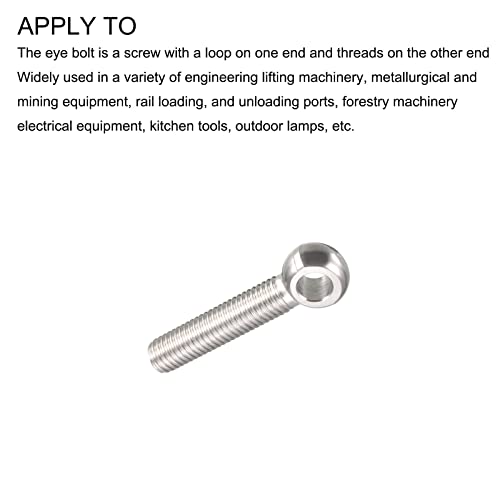 Image of METALLIXITY Shoulder Swing Lifting Bolt (M10x50mm) 2Pcs, 304 Stainless Steel Eye Bolts - for Home Renovation, Pipeline Gate Valves Fasteners, Silver