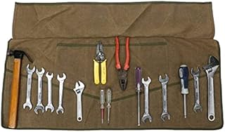 Super Tool Roll, Waxed Canvas Tool Pouch, Multi-Purpose Wrench Organizer, Waterproof Roll Up Tool Bag with 26 Pockets for Electrician, HVAC, Plumber, Carpenter or Mechanic,Large Socket Storage Case