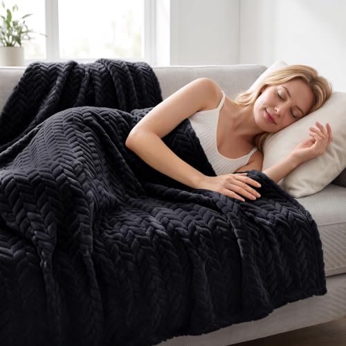Image of Exclusivo Mezcla Soft Fleece Bed Blanket Queen Size, 90 inchx90 inch, Black