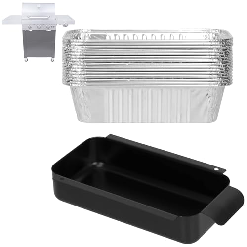 Image of Grease Pan for Charbroil 9328812P06 G416-0015-W1 Grease Catcher with 15-Pack Aluminum Disposable Drip Pan for Charbroil Performance 463331221 463365021 and More