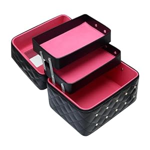 QD-LKMY Kosmetikkoffer Makeup Box Kosmetiktasche Schminkkoffer für Reisen Dienstreise weich 3 verfügbare Ebene,mit Spiegel 25 * 19 * 21cm Schwarz Rosa Pink QD-LKMY Kosmetikkoffer Makeup Box Kosmetiktasche Schminkkoffer für Reisen Dienstreise weich 3 verfügbare Ebene,mit Spiegel 25 * 19 * 21cm Schwarz Rosa Pink