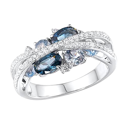 Ensemble de bijoux étincelants Spinelle pour femme, bague délicate, bague bleue, taille 8 pour femme, 09, Métal, Pas de pierre précieuse