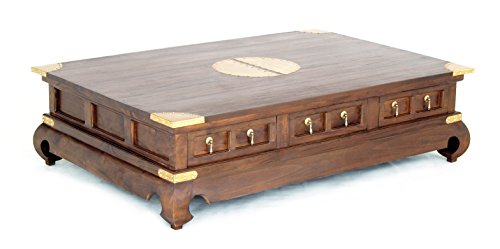 Image of NES Fine Handcrafted Furniture Solid Mahogany Wood Ming Coffee Table - 59 inch, Light Pecan