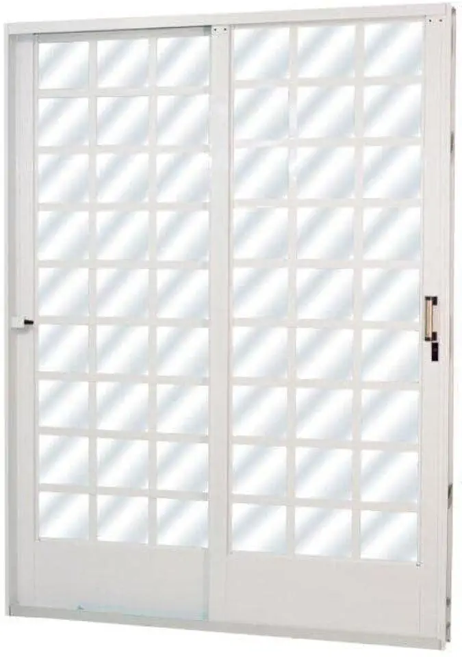 Porta de Correr Aço 2 Folhas com Vidro Mini Boreal Minas Sul MGM 215cmx160cm Branco