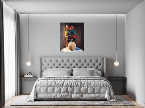 Tableau abstrait fleurs sous cadre 80x105cm pour décoration murale - 5