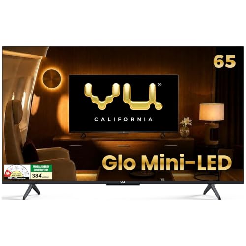 Vu California 164cm (65 inches) Glo MiniLED Google 4K TV VUGLOMINILED 2026 | 600Nits HDR Brightness QLED Picture I 2xSpeaker+2xWoofer 50W VuFX Sound