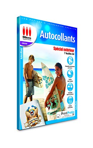 Tx Lot de 7 Autocollants spécial extérieur A4 Blanc