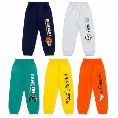 Image of NammaBaby Baby Boys Regular Fit Mid Rise Cotton Printed Track Pants Trackpants (Assorted Prints)