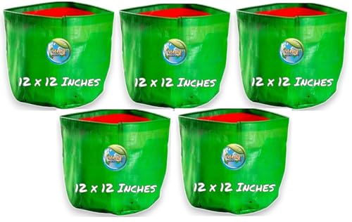 Image of MASHKI 12x12 Grow Bags Pack of 5 - HDPE Reusable Garden Grow Bags for Home, Terrace & Balcony Gardening - Vegetable & Herb Plants