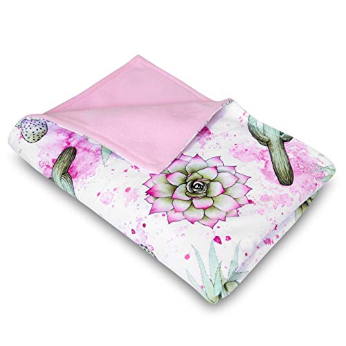 Image of Jaxson's World Watercolor Cactus Baby Blanket | 30x40 Inches | Southwest Succulent Cacti Nursery Decor