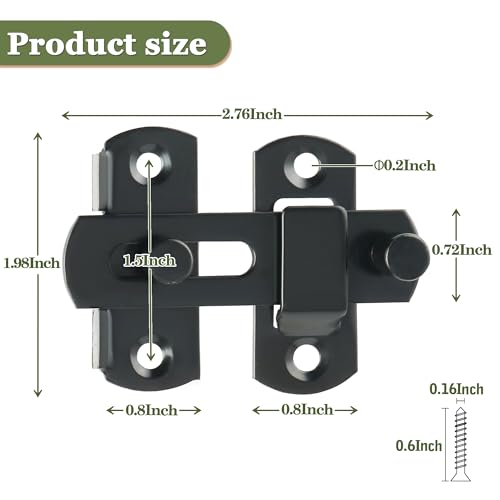 Image of Alise 2 pcs Flip Latch Gate Latch,3 inch Stainless Steel Barn Door Lock,Anti-Theft Lock,Safety Door Lock for Wooden Fence,Matte Black Finish MS9003B-2P | Heavy Duty Gate Hardware ,Security Flip Latch,Anti-theft Latch for Barn Wood Fence Sliding French Doors