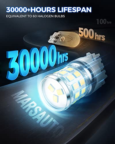 Image of Marsauto 3156 3157 Led Bulbs Reverse Light,600% Brighter 3056 3057 4157 3047 4057 3457 Backup Signal Blinker Tail Parking DRL Brake Lights with Projector Replacement 6000K Pack of 2