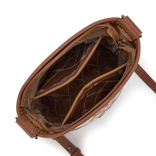 Image of Wrangler Aztec Crossbody Bags for Women Southwestern Print Canvas Shoulder Purse with Distressed Look and Adjustable Strap