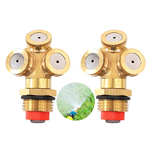 2 Piezas Rociador Riego AgríCola,Boquilla Rociador 3 Agujeros,Boquilla De NebulizacióN De PulverizacióN De LatóN,para CéSped, Riego JardineríA, JardíN Y Agricultura