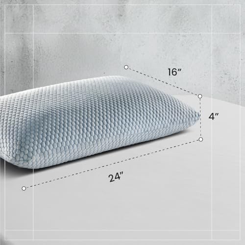 Image of Duroflex Core Balance Orthopedic Memory Foam Pillow, Medium-Firm, 4 Inch Height | Cooling Ice Dough Technology | Arctic Ice Fabric | Neck Pain Relief | (24 x 16 Inch, White) | 1 Year Warranty