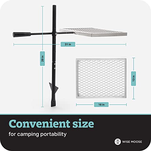 Wise Moose Campfire Grill Grate Over Fire Pit - Fire Pit Grill Grate Over Fire Pit, Campfire Cooking Grate, Campfire Grill Adjustable, Firepit Grill Rack Tripod, Campfire Grate Over Fire Pit Camp Fire #TOP3