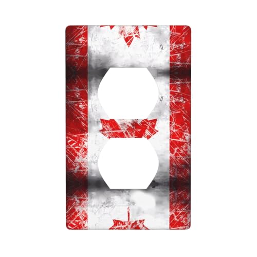 Phayah Placa de pared con diseño retro de bandera de Canadá, tamaño estándar, policarbonato termoplástico, doble enchufe