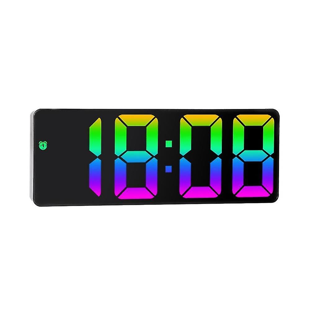 JOYHAPPST Mirror Digital Alarm Clock Voice Control Font Night Mode Table Clock Snooze 12/24h Electronic Led Clocks,black C