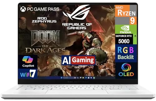 Image of ASUS ROG Zephyrus G14 AI Gaming Laptop 14.0 inch ROG Nebula OLED 2.8K 500nits Display (AMD Ryzen 9 270, GeForce RTX 5060 8GB, 16GB LPDDR5X, 4TB SSD, RGB KYB, WiFi 7, Win 11 Pro) w /DKZ USB Port Expander
