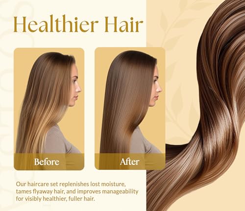 Image of SOULSPA PURE Castor Oil & Black Seed Biotin Shampoo and Conditioner Set - Sulfate Free Nourishing Formula for Thinning Hair & Dry Scalp - Deep Moisture for Men & Women - 16 fl oz Each
