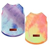 2 Stück Hundekleidung Krawattenfarbe Hunde-T-Shirts Kleidung, Weich und atmungsaktiv, Hundehemden Sommer Bekleidung Fit für kleine mittlere Hundekatze, M