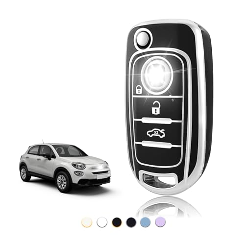 TOOMUME Cover Chiave TPU, Custodia Chiave Adatto per Fiat 500X Tipo Toro Argo Cronos Nuovo Doblo Egea Freedom Grazie Dodge Neon, Copri Chiavi Guscio Chiave Auto Telecomando - Flip Key