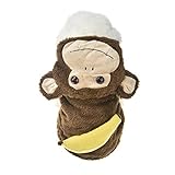 Monkey Halloween Costume Outfits for Small Dog Funny Pet Coat Jacket Clothes in Cold Weather (S, Brown Monkey)