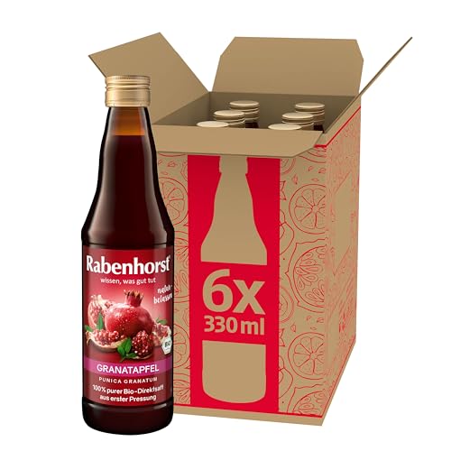 RABENHORST Granatapfel MUTTERSAFT BIO 6er Pack (6 x 330 ml) - 100% purer Granatapfel - Direktsaft aus erster Pressung